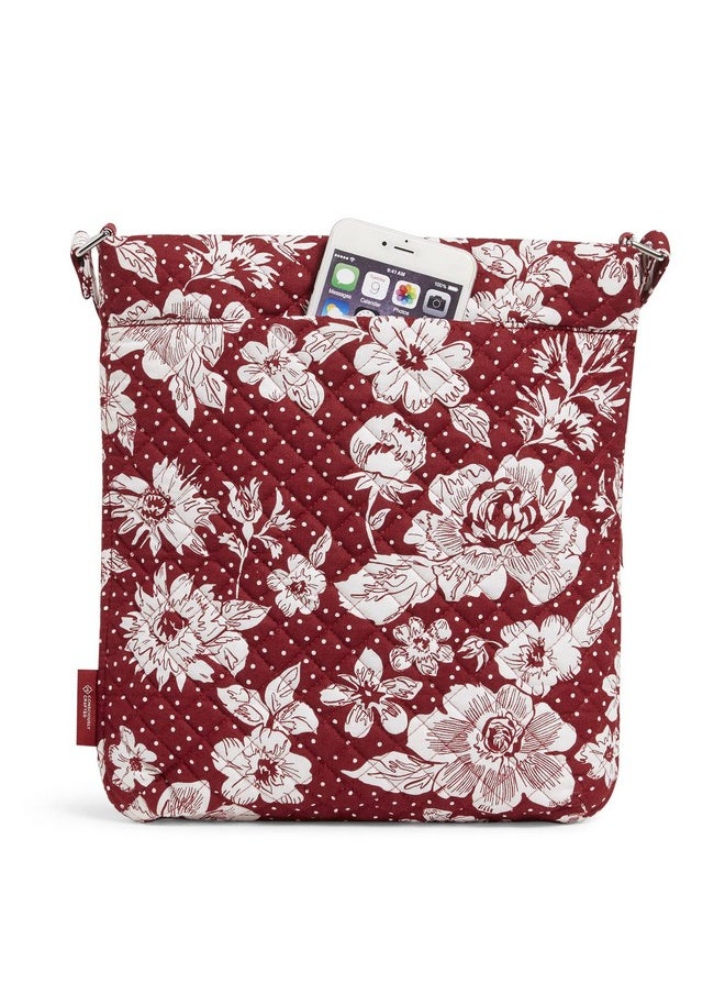 Vera Bradley - Women'S Cotton Collegiate Triple Zip Hipster Crossbody Purse (Multiple Teams Available) University Of Alabama Cardinal White Rain Garden Recycled Cotton One Size - Image 1