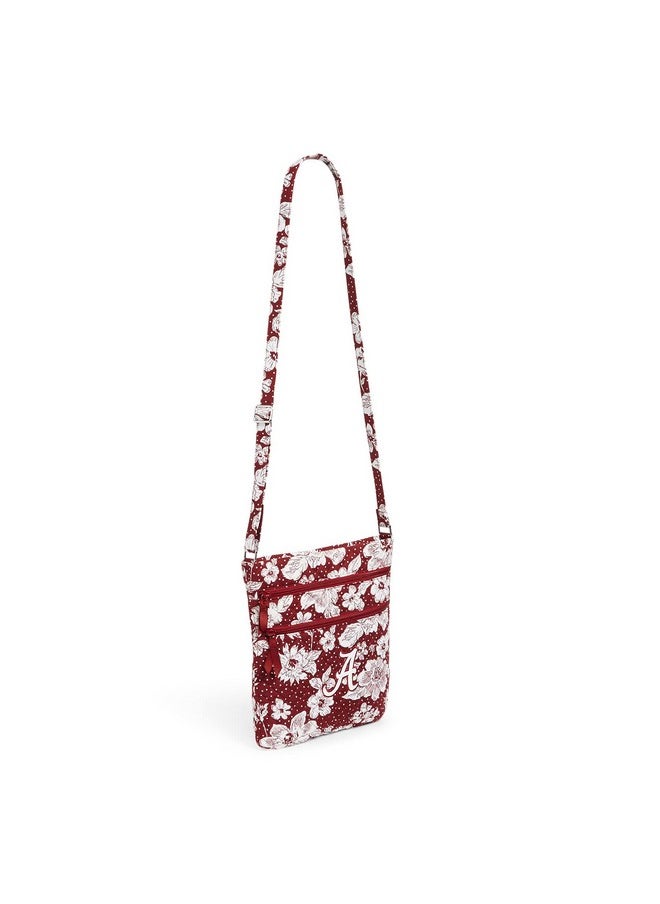 Vera Bradley - Women'S Cotton Collegiate Triple Zip Hipster Crossbody Purse (Multiple Teams Available) University Of Alabama Cardinal White Rain Garden Recycled Cotton One Size - Image 1