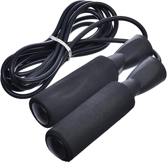 MD Stay Fit Fitness Black Jump Rope, Foam Handles, Bearing Bearing