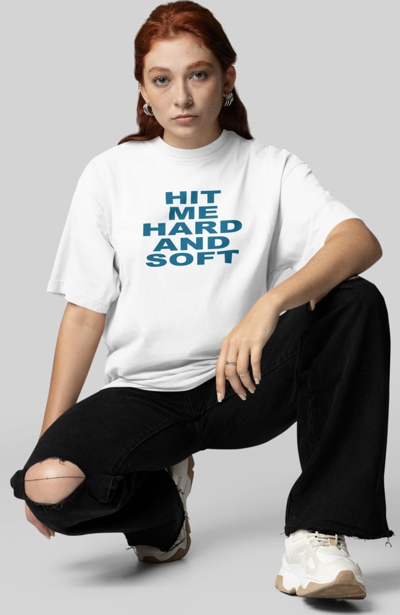 Fuddy Moda Fuddy Fashion Unisex Oversize Hit Me Hard And Soft Written Billie Eilish Back Printed T-Shirt - Image 5