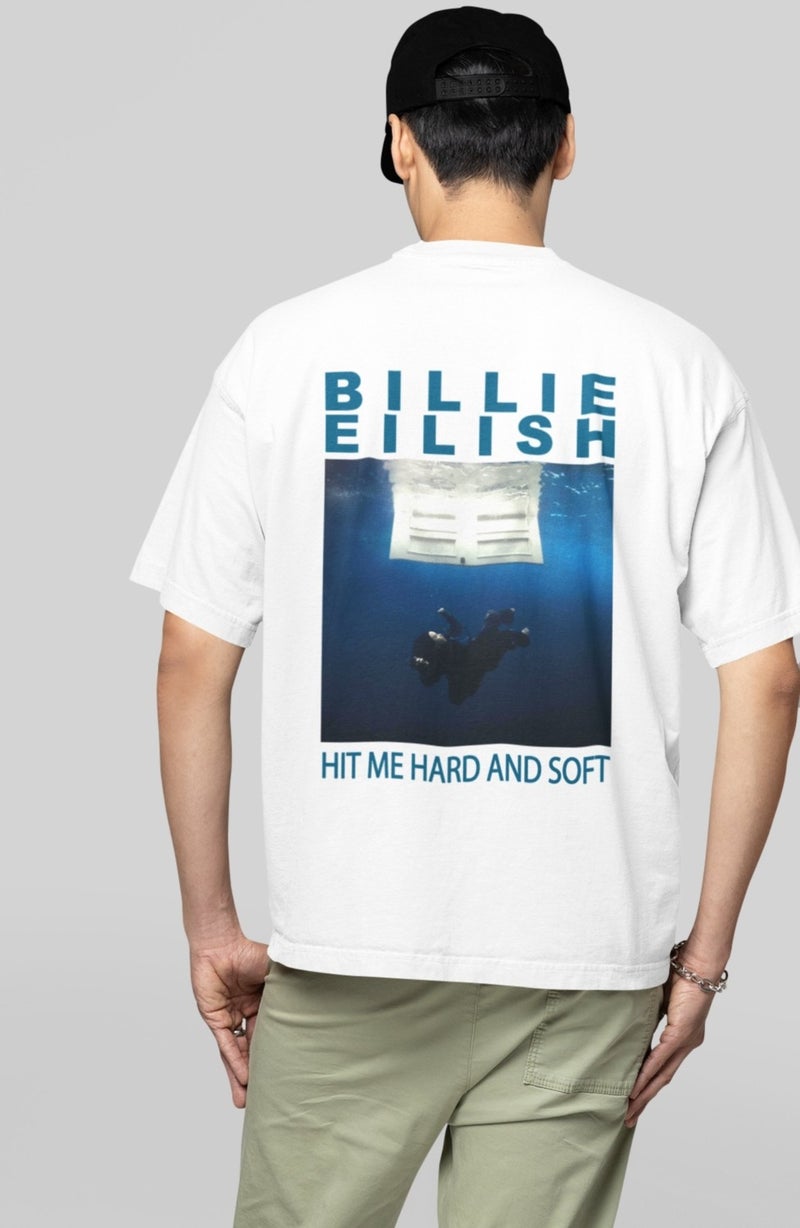 Fuddy Moda Fuddy Fashion Unisex Oversize Hit Me Hard And Soft Written Billie Eilish Back Printed T-Shirt - Image 4