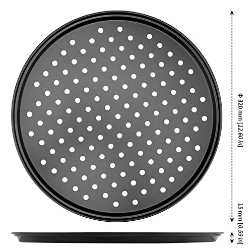 MANCHAP 4 Pack 12 Inch Round Pizza Baking Pan with Holes, Pizza Pan for Oven, Carbon Steel Non-stick Pizza Crisper Pan for Home Restaurant Baking, Black - Image 2