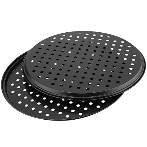 MANCHAP 4 Pack 12 Inch Round Pizza Baking Pan with Holes, Pizza Pan for Oven, Carbon Steel Non-stick Pizza Crisper Pan for Home Restaurant Baking, Black - Image 5