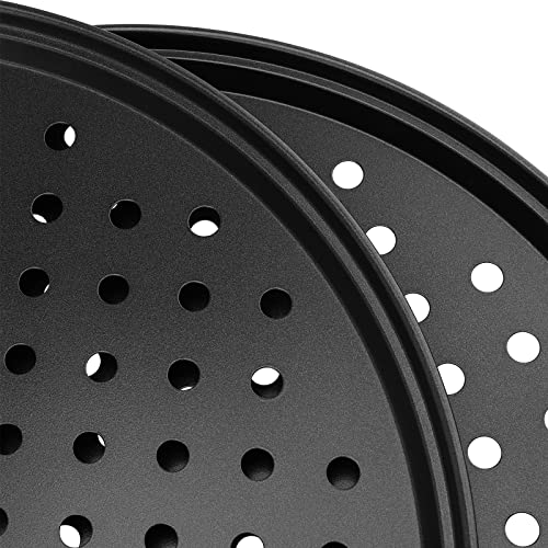 MANCHAP 4 Pack 12 Inch Round Pizza Baking Pan with Holes, Pizza Pan for Oven, Carbon Steel Non-stick Pizza Crisper Pan for Home Restaurant Baking, Black - Image 3