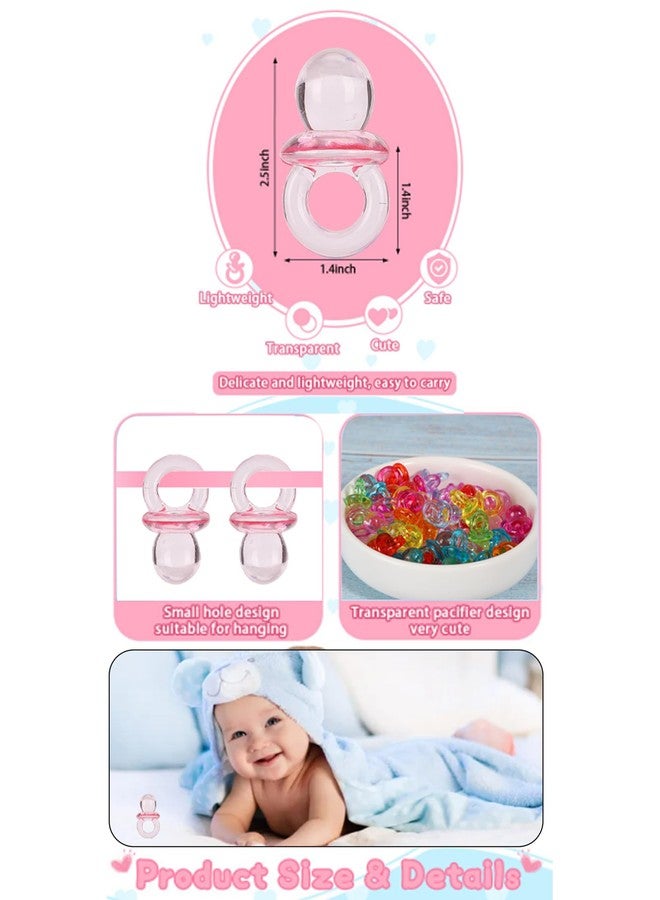 GLOGLOW 100Pcs Mini Pacifier, Acrylic Colorful Baby Pacifier Toys Baby Baptism Soothing Mini Color Toys for Baby Birthday Shower Party Decoration(Transparent Color Mixing) - Image 2
