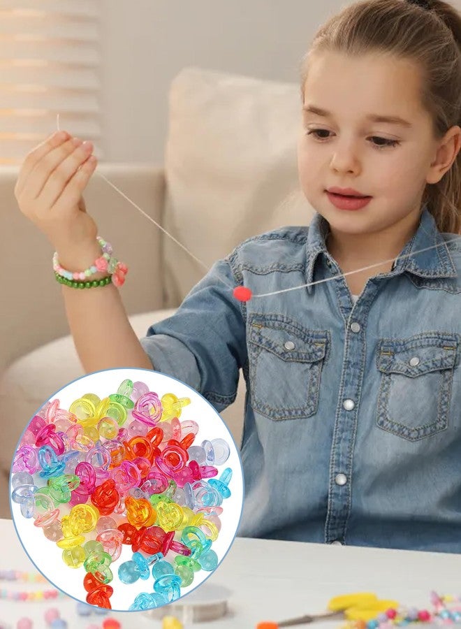 GLOGLOW 100Pcs Mini Pacifier, Acrylic Colorful Baby Pacifier Toys Baby Baptism Soothing Mini Color Toys for Baby Birthday Shower Party Decoration(Transparent Color Mixing) - Image 3