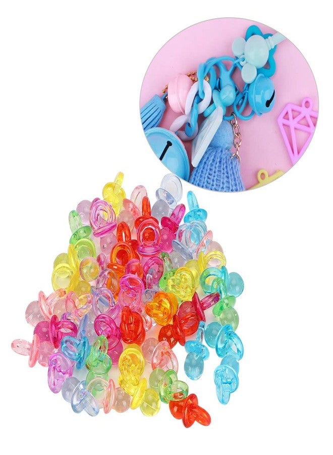 GLOGLOW 100Pcs Mini Pacifier, Acrylic Colorful Baby Pacifier Toys Baby Baptism Soothing Mini Color Toys for Baby Birthday Shower Party Decoration(Transparent Color Mixing) - Image 5