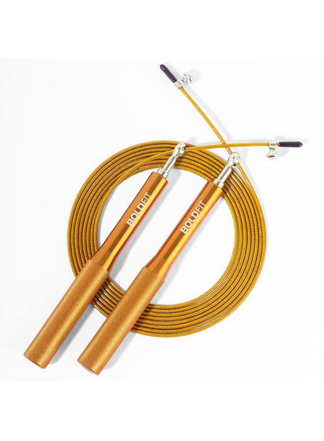 Boldfit Aluminium Skipping Rope for Men and Women Jumping Rope With Adjustable Height Speed Skipping Rope for Exercise, Gym, Sports Fitness Adjustable Jump Rope for Skipping Skip Rope - Golden - Image 1