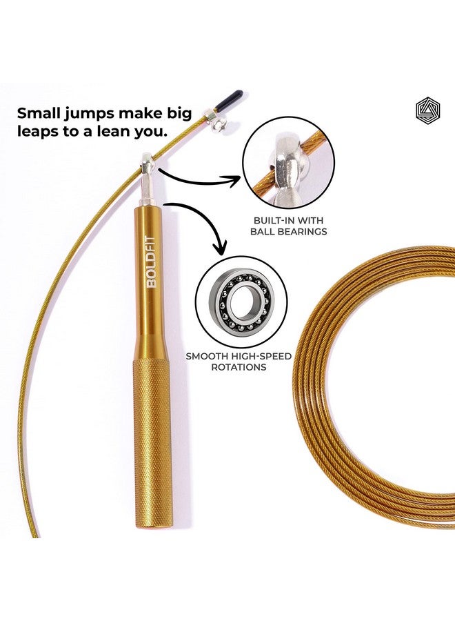Boldfit Aluminium Skipping Rope for Men and Women Jumping Rope With Adjustable Height Speed Skipping Rope for Exercise, Gym, Sports Fitness Adjustable Jump Rope for Skipping Skip Rope - Golden - Image 2