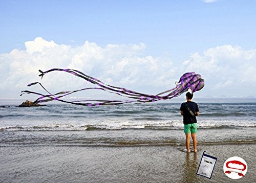Kizh Kite Octopus Large Frameless Soft Parafoil Kites 157 Inchs Long Tail Easy to Fly for Adults Kids OutdoorActivitiesBeach Trip Great Gifts to Kids Build Childhood Priceless MemoriesPurple - Image 1