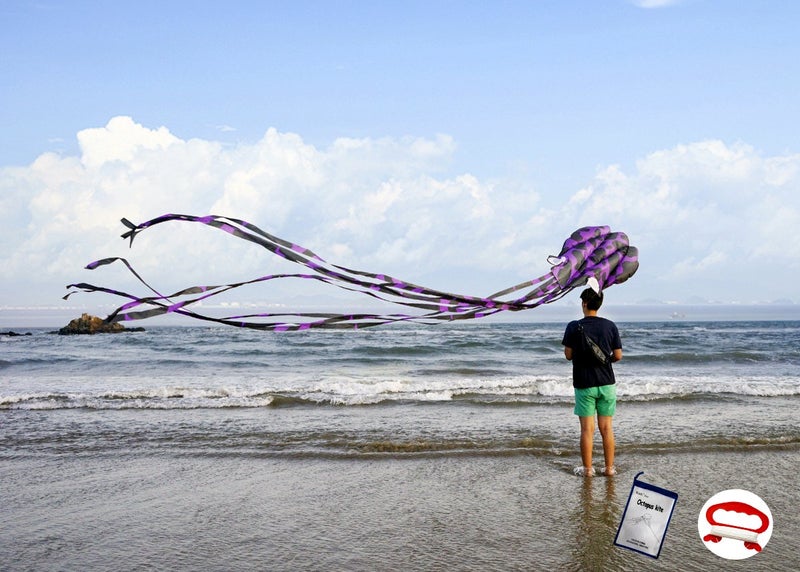 Kizh Kite Octopus Large Frameless Soft Parafoil Kites 157 Inchs Long Tail Easy to Fly for Adults Kids OutdoorActivitiesBeach Trip Great Gifts to Kids Build Childhood Priceless MemoriesPurple - Image 3
