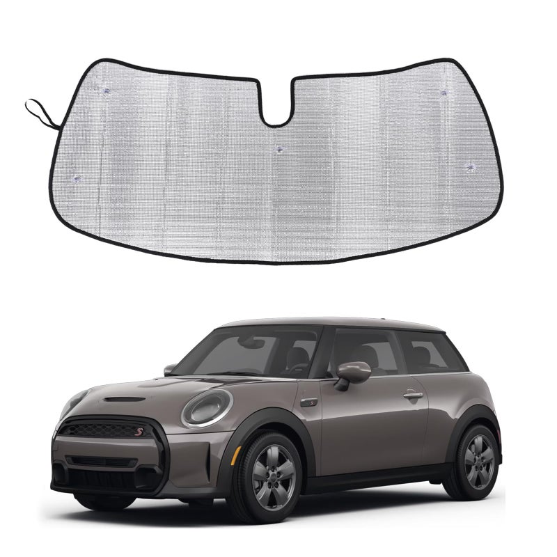 Windshield Sunshade for Mini Cooper 20152024 Hardtop 4 Door Front Window Sun Shade Foldable Reflective Sun Visor Custom Sunscreen UV Blocker Privacy Protector HeatShield Keeps Your Vehicle Cool