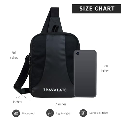 TRAVALATE Multi Pockets Sling Bag for Men Women with Padded Section for Tablet|Trendy Crossbody Bag for Hiking Traveling Gifting Travel and Sports - Black - Image 2