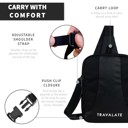 TRAVALATE Multi Pockets Sling Bag for Men Women with Padded Section for Tablet|Trendy Crossbody Bag for Hiking Traveling Gifting Travel and Sports - Black - Image 5