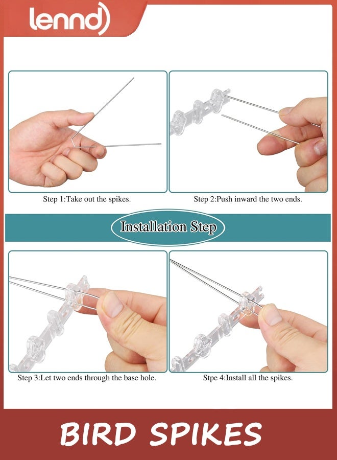 لينند 10 أجهزة كمبيوتر شخصية الطيور الردعات الطيور خارج الحمامات الحمامات مع قاعدة بلاستيكية لحمامات الطيور الصغيرة الغراب والخشب ، للسياج والسقف والشرفة - Image 3