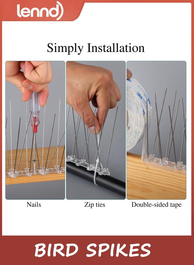 لينند 10 أجهزة كمبيوتر شخصية الطيور الردعات الطيور خارج الحمامات الحمامات مع قاعدة بلاستيكية لحمامات الطيور الصغيرة الغراب والخشب ، للسياج والسقف والشرفة - Image 4