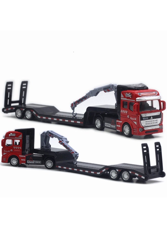 هالامودو سبيكة مقطورة مسطحة مع نموذج رفع الخطاف، سبيكة مقطورة مسطحة مقلدة نموذج سيارة، سيارة سحب سبائك الظهر تصميم مشترك متحرك، نموذج مقطورة معدنية لعبة، سبيكة مقطورة مجموعة لعبة زينة سيارة، هدية مثالية للأطفال الأولاد الفتيات، إمدادات الحفلة لمجموعة العرض التذكارية، الأحمر/الأسود، 33*5.5*8 سم - Image 2