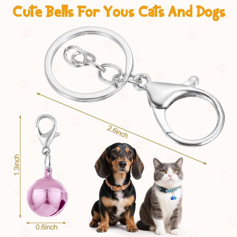 Kerros Cat Collar Bell Pet Bells for Cat Dog Collar, 9 Pack Small Dog Puppy Pet Bells for Collars with 1Pack Keychain - Image 2