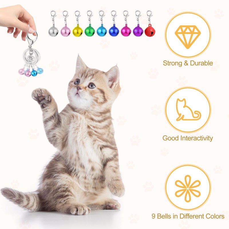 Kerros Cat Collar Bell Pet Bells for Cat Dog Collar, 9 Pack Small Dog Puppy Pet Bells for Collars with 1Pack Keychain - Image 3