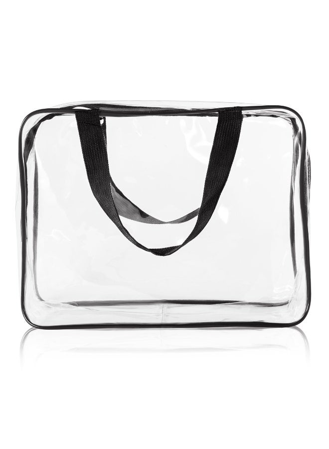 Roybens 3Pcs Crystal Clear PVC Travel Toiletry Bag Kit for Women Men, Waterproof Vinyl Organizer Makeup Bags with Zipper Handle Straps, Cosmetic Bag Pouch Carry on Airport Airline Compliant Bag Handbag - Image 2
