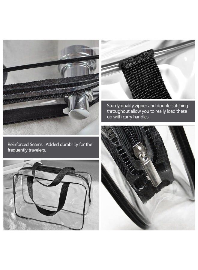 Roybens 3Pcs Crystal Clear PVC Travel Toiletry Bag Kit for Women Men, Waterproof Vinyl Organizer Makeup Bags with Zipper Handle Straps, Cosmetic Bag Pouch Carry on Airport Airline Compliant Bag Handbag - Image 5