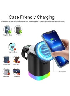 XIPH 3-in-1 Magnetic Wireless Charger Stand, Fast Charging Station for iPhone 14/13/12 Series, MagSafe Apple Charger for iWatch 7/SE/6/5/4/3/2 & AirPods Pro 2/3/2  - Image 2