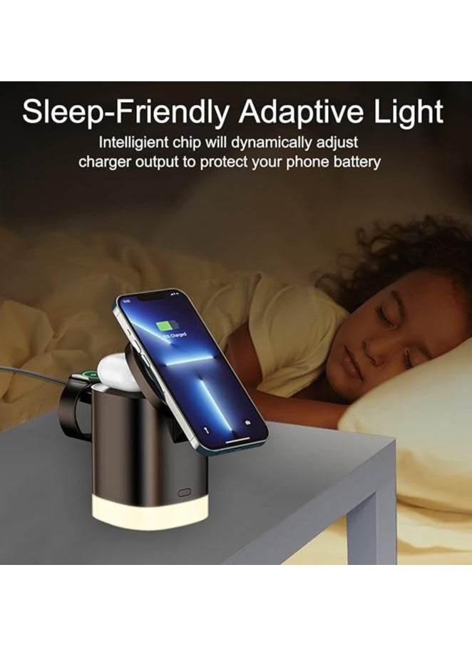 XIPH 3-in-1 Magnetic Wireless Charger Stand, Fast Charging Station for iPhone 14/13/12 Series, MagSafe Apple Charger for iWatch 7/SE/6/5/4/3/2 & AirPods Pro 2/3/2  - Image 5