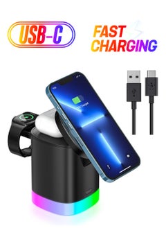 XIPH 3-in-1 Magnetic Wireless Charger Stand, Fast Charging Station for iPhone 14/13/12 Series, MagSafe Apple Charger for iWatch 7/SE/6/5/4/3/2 & AirPods Pro 2/3/2  - Image 1
