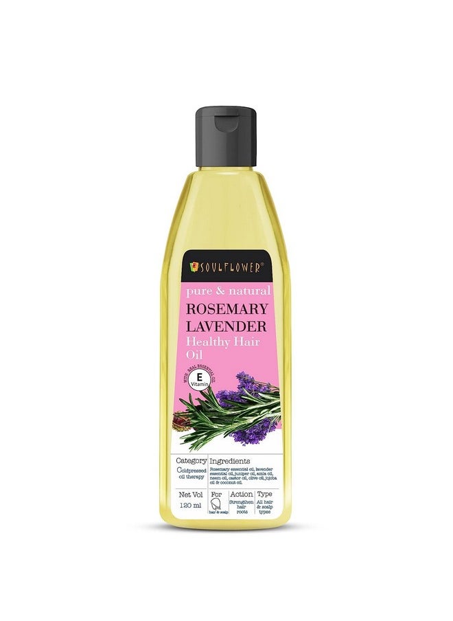 Soulflower - Rosemary Lavender Hair Oil For Healthy Hair, Scalp Nourishment, Hair Growth - 100% Pure & Natural Undiluted Cold Pressed Oil, 120Ml - Image 1