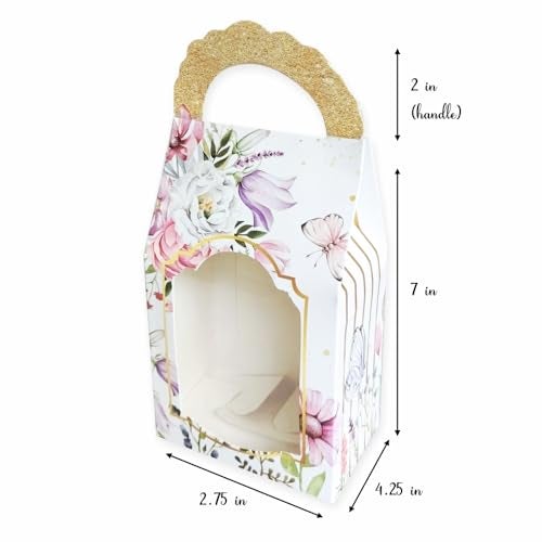 Chic a Choc Gift Box, Cookie, Chocolate, Candy Box (Pack of 20). White Floral. (4.25x2.75x9) with Handle - Image 4