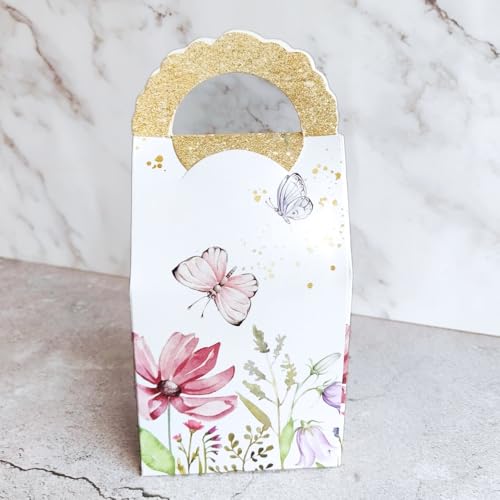 Chic a Choc Gift Box, Cookie, Chocolate, Candy Box (Pack of 20). White Floral. (4.25x2.75x9) with Handle - Image 2