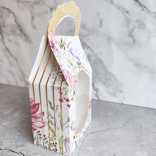 Chic a Choc Gift Box, Cookie, Chocolate, Candy Box (Pack of 20). White Floral. (4.25x2.75x9) with Handle - Image 5