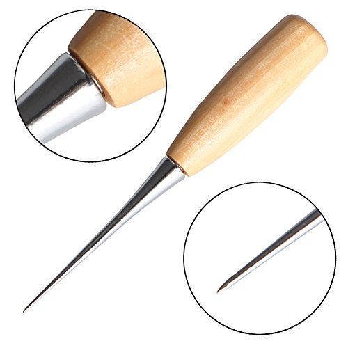 Co-link 2PCS Alloy Steel Wood Handle Punching Tapered Awl Craft Cloth Scratch Awl Repair Tool for DIY Craft - Image 3