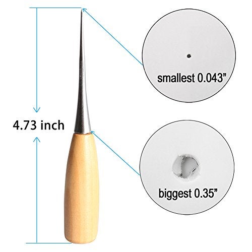 Co-link 2PCS Alloy Steel Wood Handle Punching Tapered Awl Craft Cloth Scratch Awl Repair Tool for DIY Craft - Image 4
