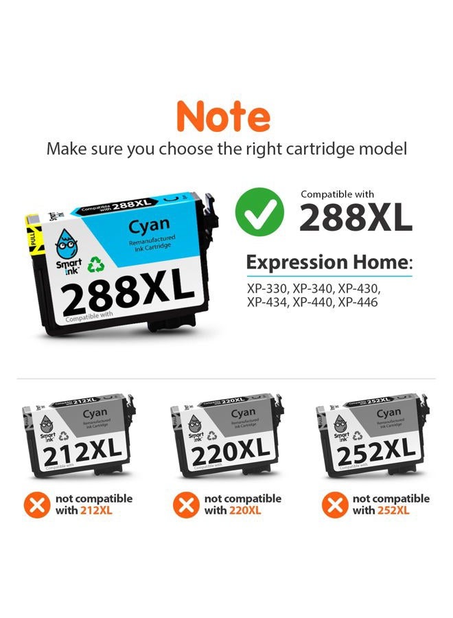 Smart Ink Remanufactured Ink Cartridge Replacement for Epson T288 288XL 288 XL (Black & C/M/Y 4 Combo Pack) to use with Expression Home XP-330 XP-430 XP-434 XP-446 XP-440 XP-340 - Image 5