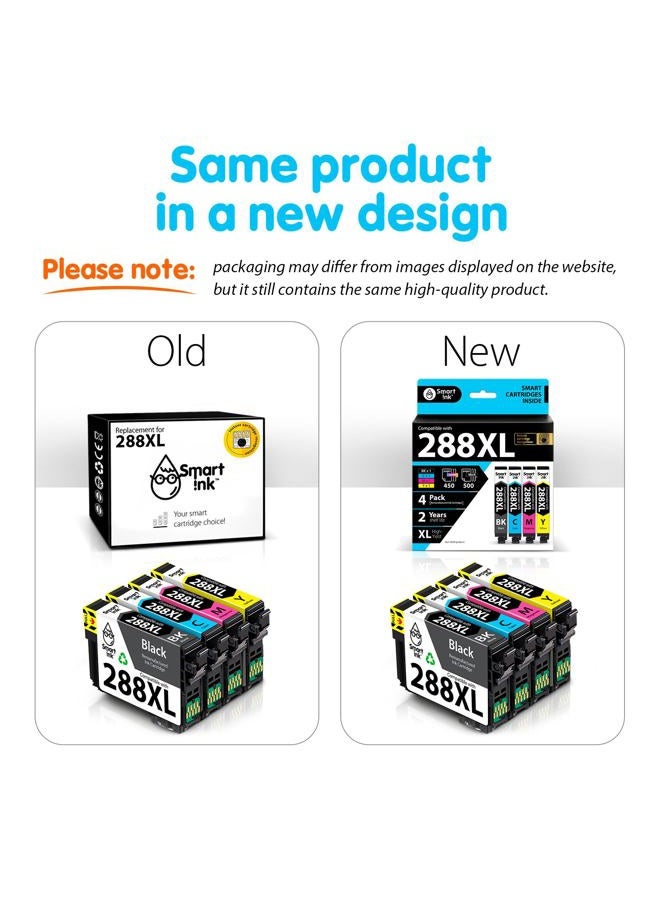 Smart Ink Remanufactured Ink Cartridge Replacement for Epson T288 288XL 288 XL (Black & C/M/Y 4 Combo Pack) to use with Expression Home XP-330 XP-430 XP-434 XP-446 XP-440 XP-340 - Image 2