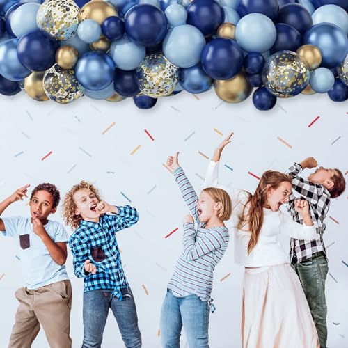Togvu Navy Blue Gold Balloon, 60 Packs 12 Inch Metallic Blue and Macaron Blue Balloons with Metallic Gold Confetti Balloons for Birthday Party Decorations, Wedding, Bridal Shower, Baby Shower, Graduate - Image 3