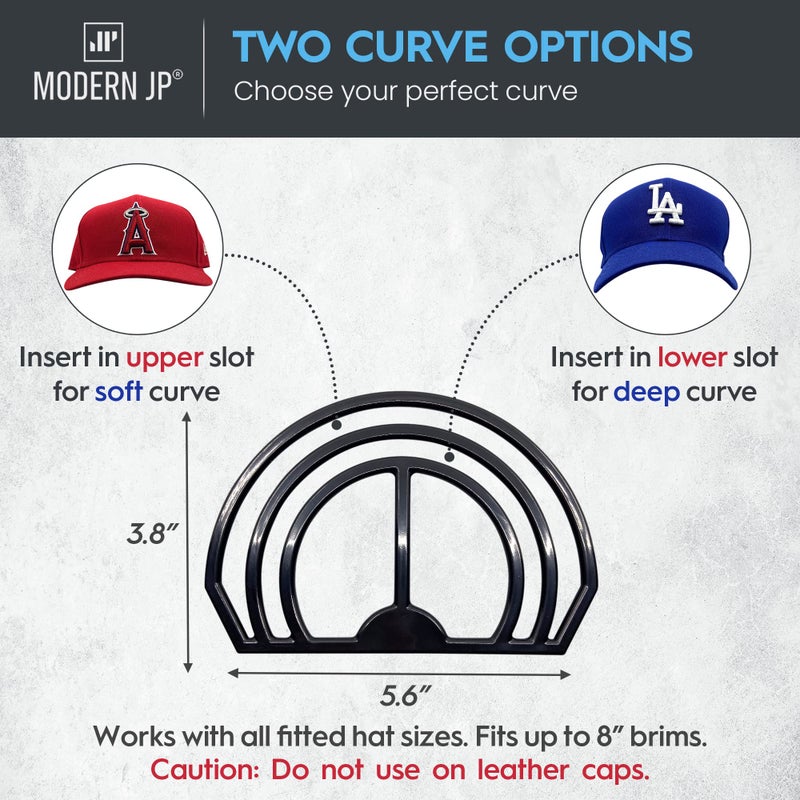 Modern JP Hat Brim Bender (4-Pack) - Perfect Curving Band, Steaming Optional - Convenient Hat Shaper with Dual Bill Bender Slots - USA Patented, Black - Image 4
