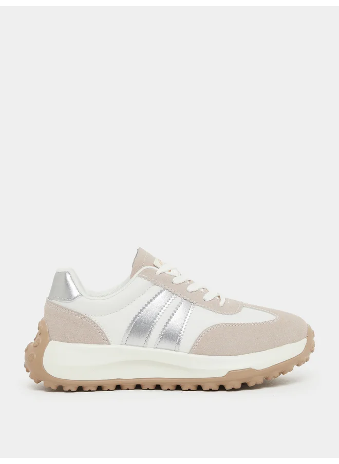 ستايلي Styli Retro Panelled Lace Up Sneaker