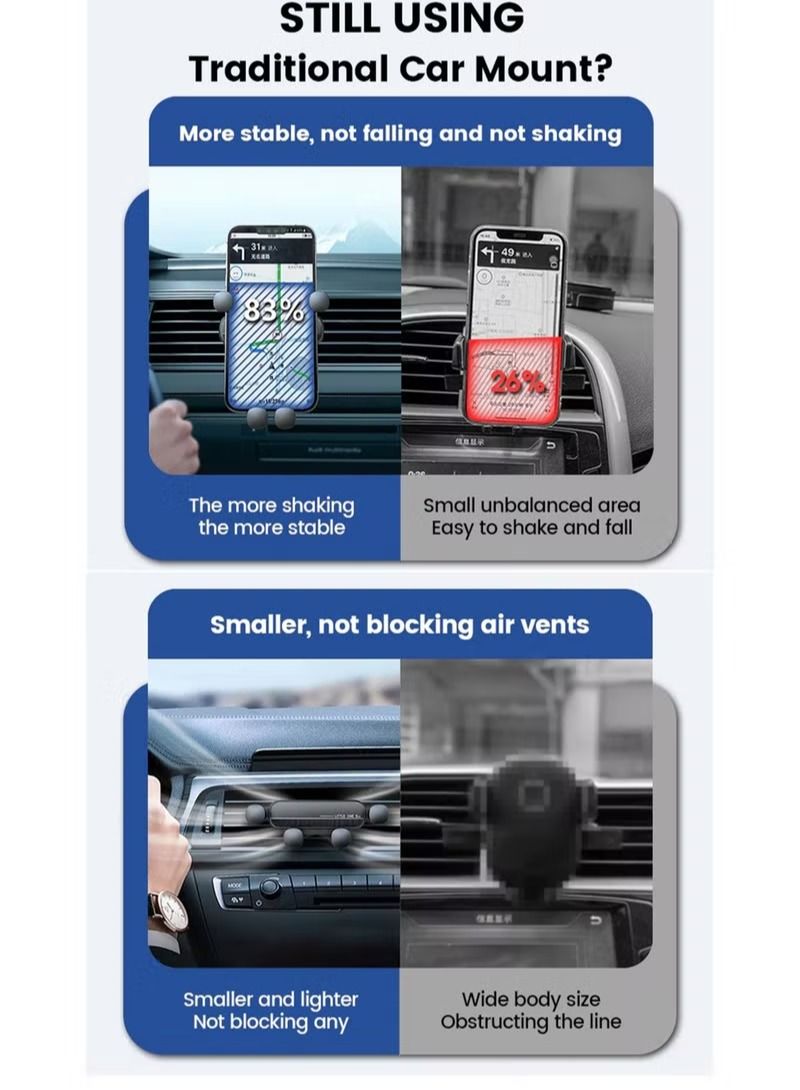 Wtech Little One 5 Gravity Car Phone Holder Air Vent Clip Mount Mobile Phone Stand Black - Image 4