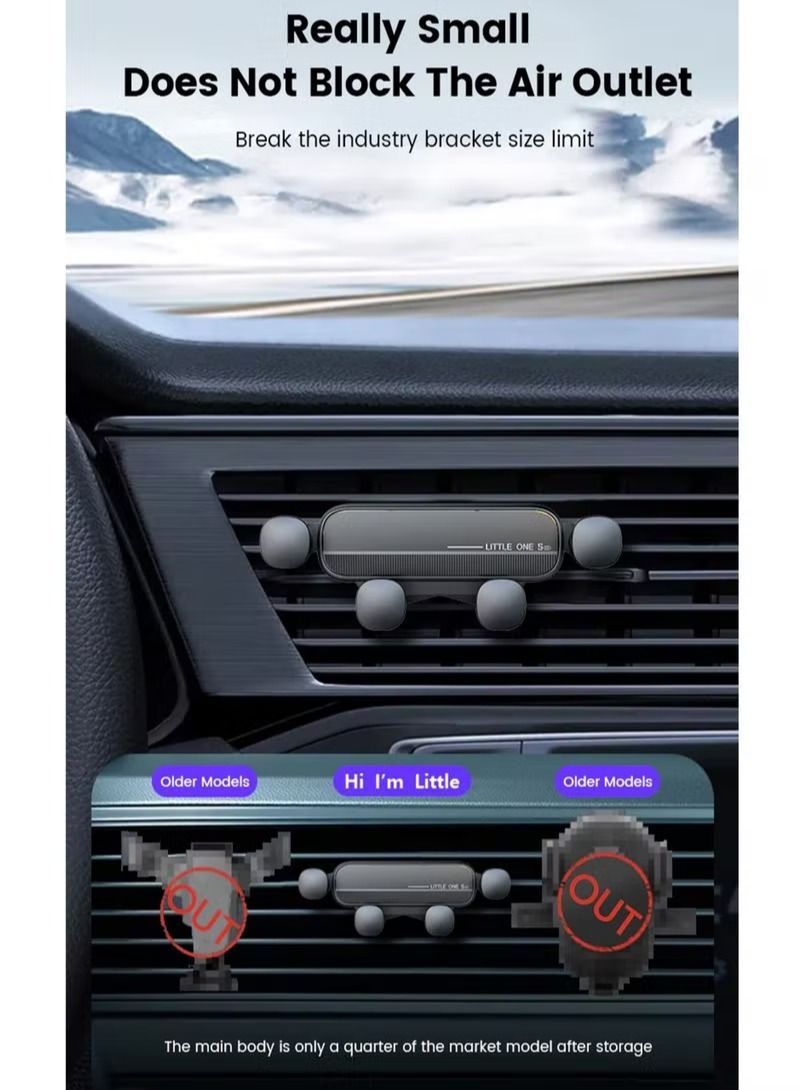 Wtech Little One 5 Gravity Car Phone Holder Air Vent Clip Mount Mobile Phone Stand Black - Image 5