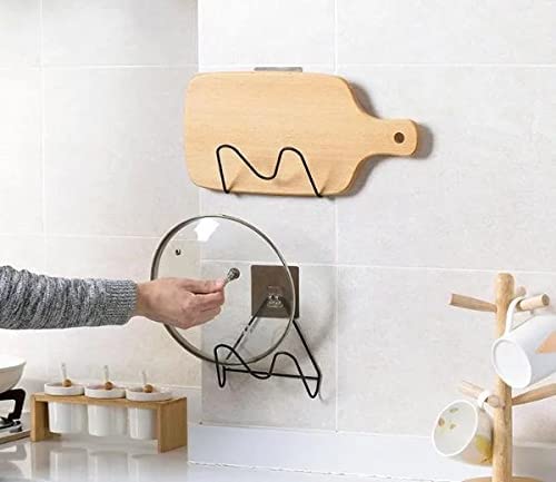 QUPET Pot Lid Rack Holder Chopping Board Rack with Self Adhesive Strip Sticks Strong Drill Free Extra Free Strip Pack of 1 - Image 1