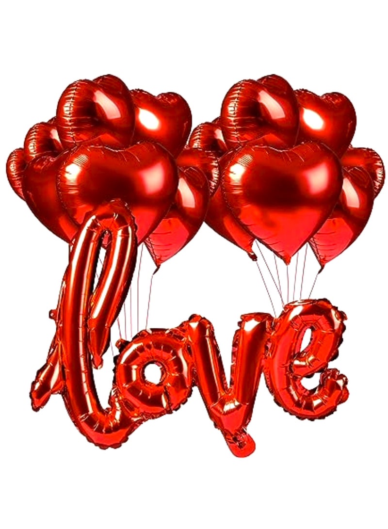 Boxwoods Red Love And Heart Shape Foil Balloons - Image 1
