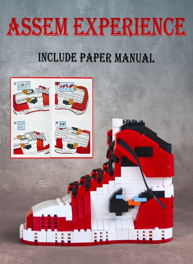 TNDCKP Basketball Red & White Sneaker Building Set with Black Shoelace, Compatible with Lego 630 Accessory, Sports Shoe Pen Holder, Gift for Basketball Lovers, Father’s Day, Graduation, Summer Gift, 356 PCS - Image 5