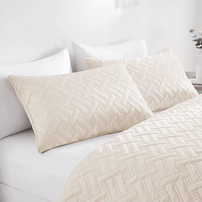BSB HOME 100% Cotton Ultrasonic 280 Tc Solid King Size Quilted Bed Cover/Bedspread/Rajaai with 2 Pillow Case,(Luxurious,Beige Or Camle,90X100 Inches,254X228 Cm),1 Quilt 2 Matching Pillow Covers - Image 4