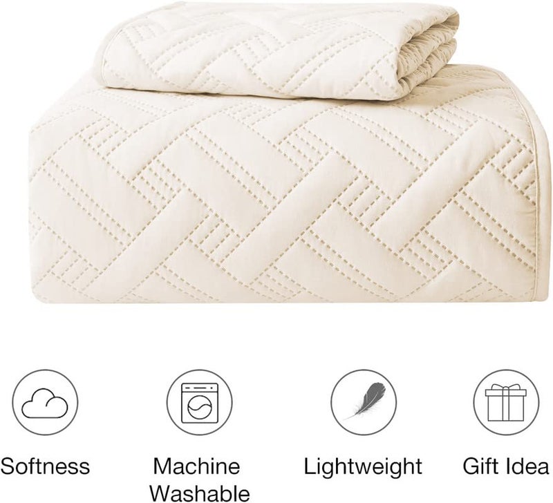 BSB HOME 100% Cotton Ultrasonic 280 Tc Solid King Size Quilted Bed Cover/Bedspread/Rajaai with 2 Pillow Case,(Luxurious,Beige Or Camle,90X100 Inches,254X228 Cm),1 Quilt 2 Matching Pillow Covers - Image 3