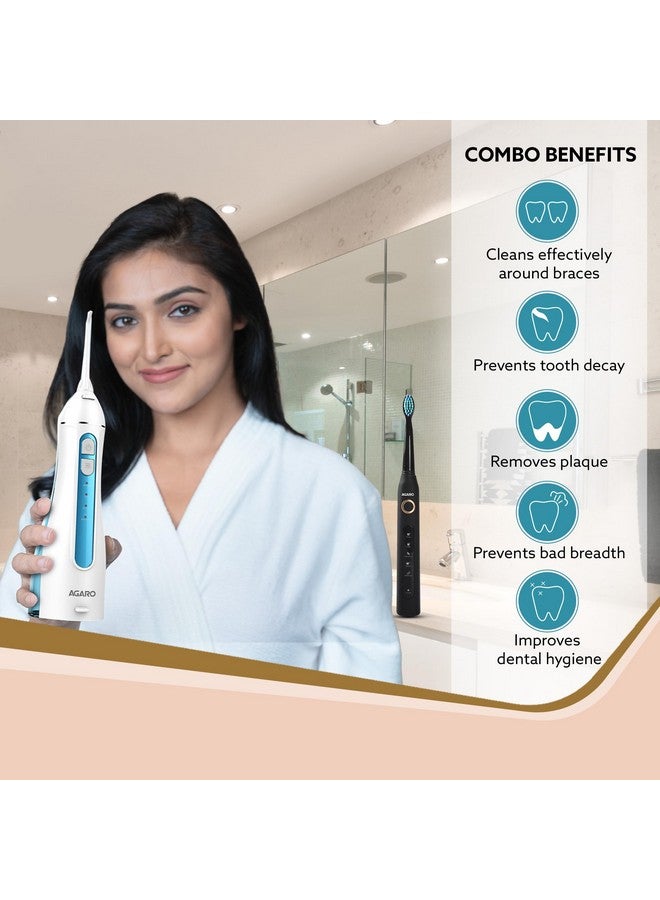 أغارو فرشاة أسنان AGARO Cosmic Plus Sonic باللونين الأسود والأزرق، محمولة للغاية، 200 مل، باللونين الأبيض والأزرق، مجموعة - Image 4