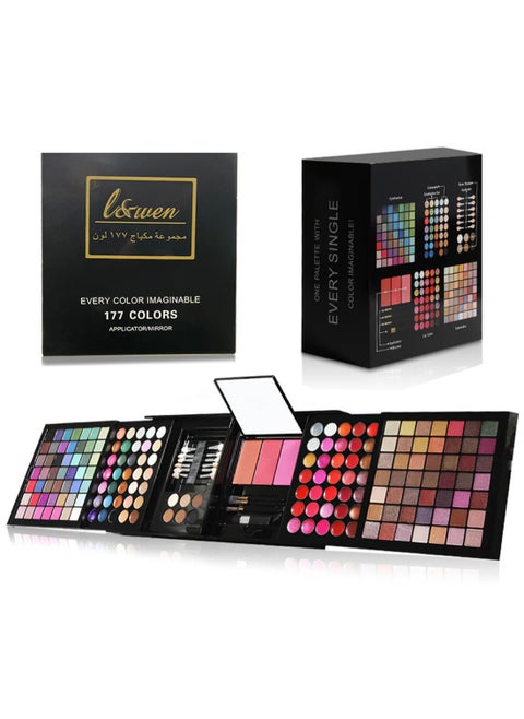 177 Color Makeup Kit Ultimate Color Combination with 3 Lip Brush1 Make up Mirror 1 Blush 6 Eye Shadow Brush Set