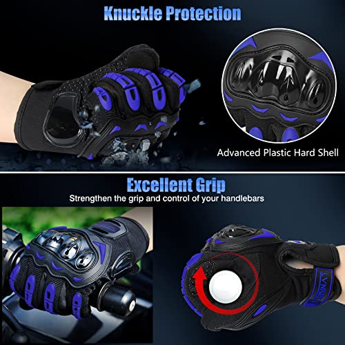 LVNRIDS Motorcycle Gloves for Men Full Finger Touchscreen Racing Motorbike Airsoft Tactical Gloves for BMX ATV MTB Riding Racing Cycling Blue - Image 4