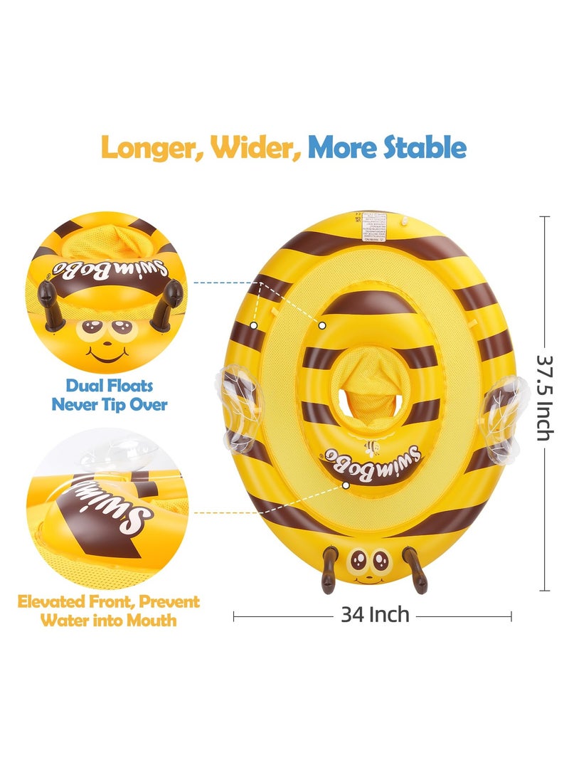 SYOSI - Large Baby Pool Float Safe Inflatable Infant Swim Float with Canopy Stable Swimming Floatie with Seat for Toddlers Weight 18-40 Lbs Stable Baby Swimming Pool Float Suitable for Babies - Image 1